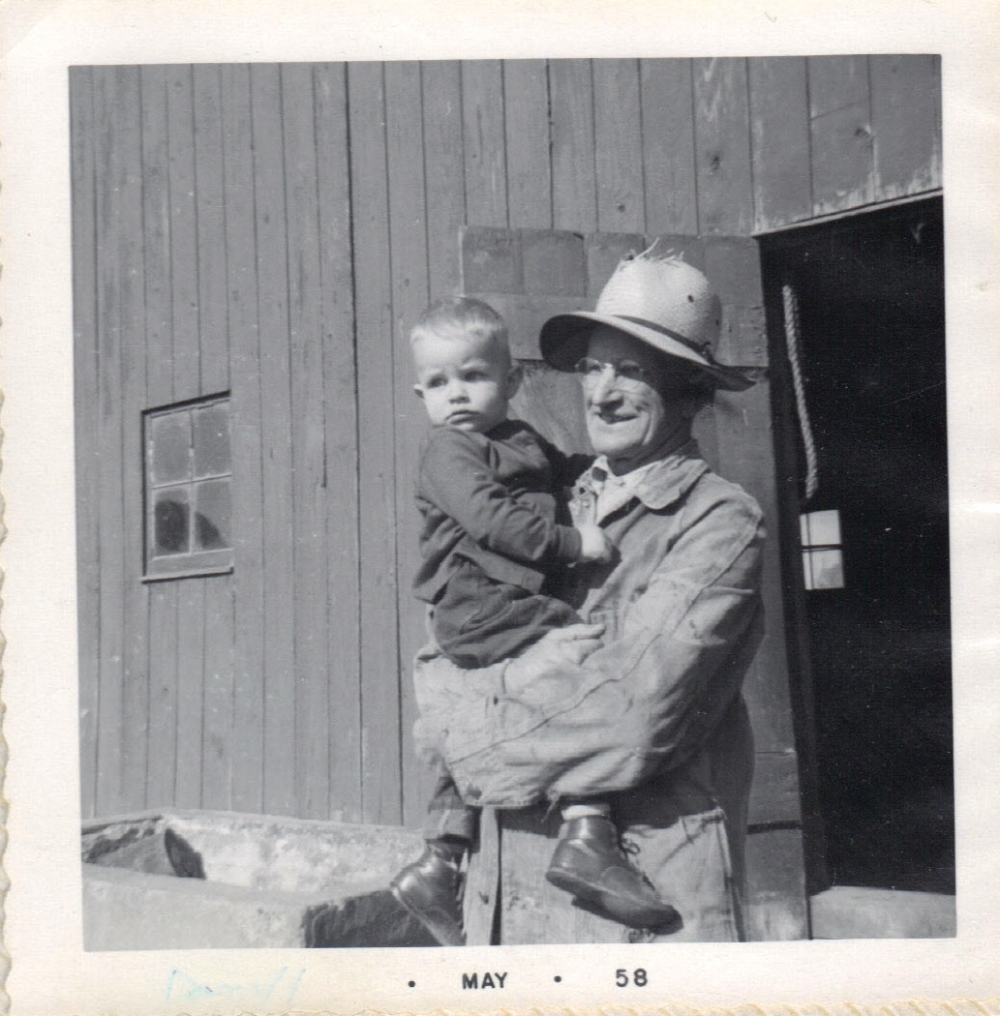 Baby Daryl (Schuyler) at 2 years old, with Grandpa Kunze