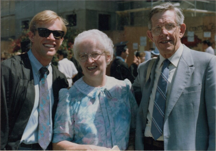 Schuyler Hoffman, Doris Hoffman, and John G Hoffman at Schuyler's graduation from University of California, Irvine