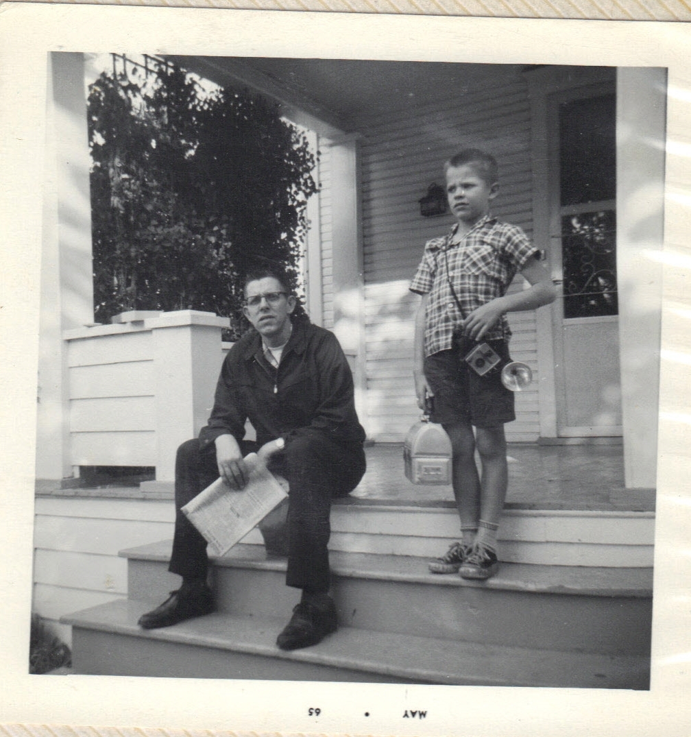 Daryl (Schuyler) Hoffman with his dad at 260 S vine Street in Marion, OH