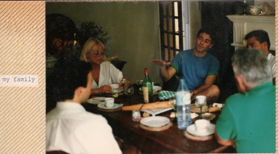 Sky Hoffman having dinner with his adopted family in Pallaud, France