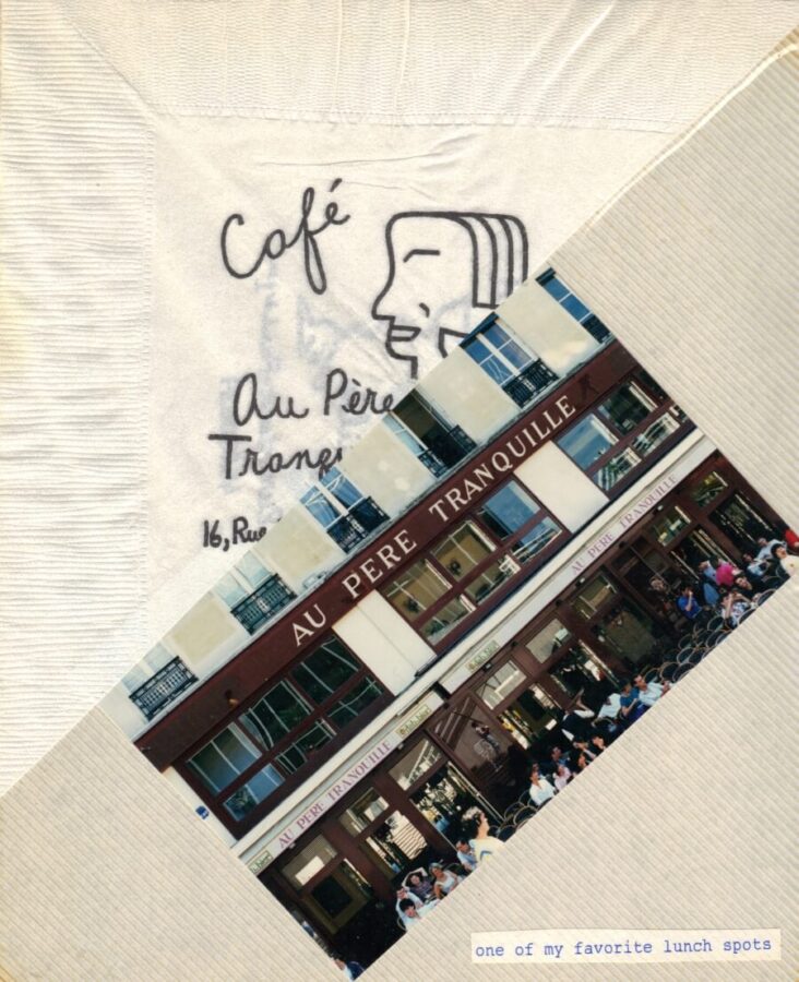 A napkin from and photo of Au Pere Tranquille in Paris, France