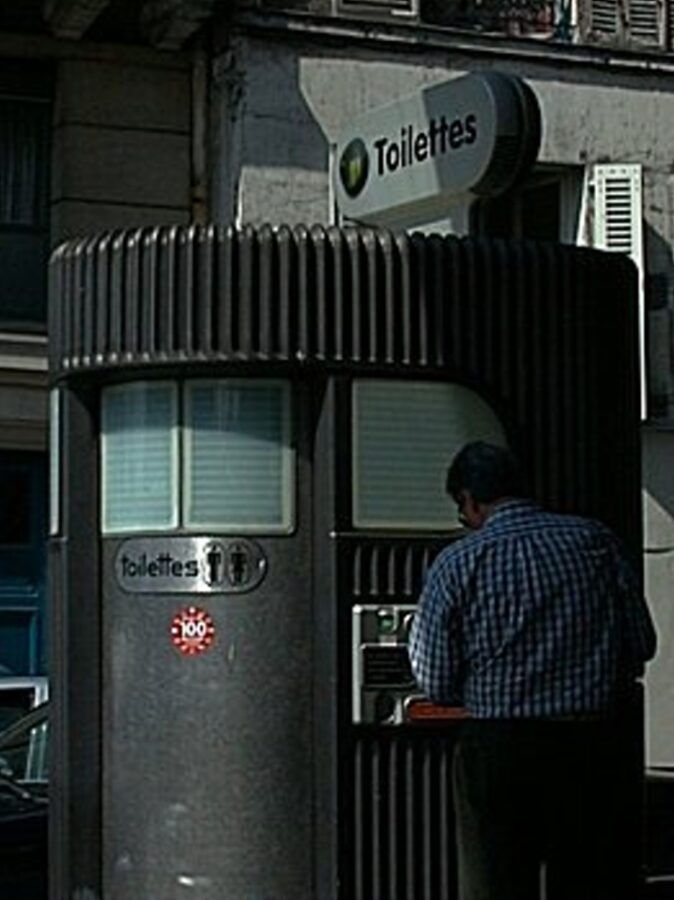 A sidewalk toilet in Paris, France