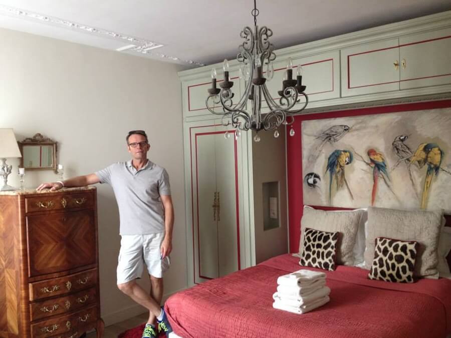 Schuyler Hoffman visiting one of the rental properties managed by the Adrian Leeds Group