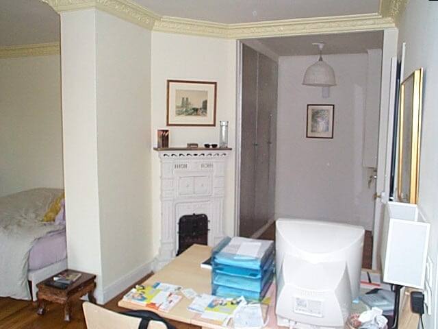 The entry hall and fire place in Schuyler Hoffman's apartment in Paris