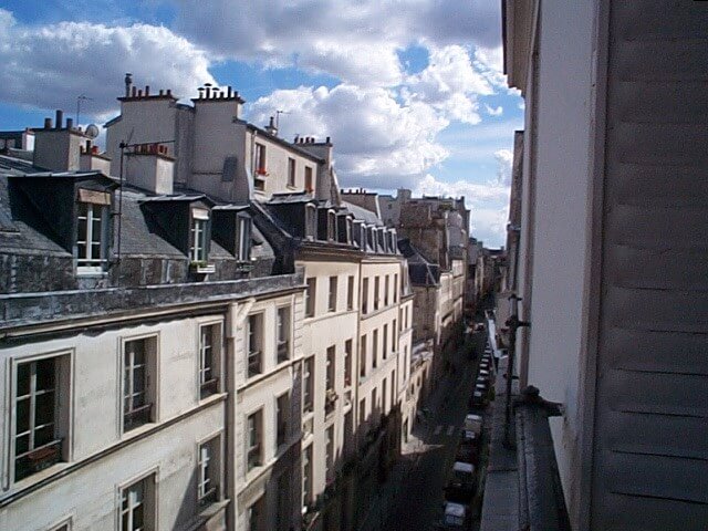 Looking south down rue Charlot from the window in Schuyler Hoffman's apartment in Paris