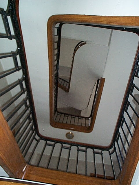 Looking up the stairwell to Schuyler Hoffman's apart

ment in Paris