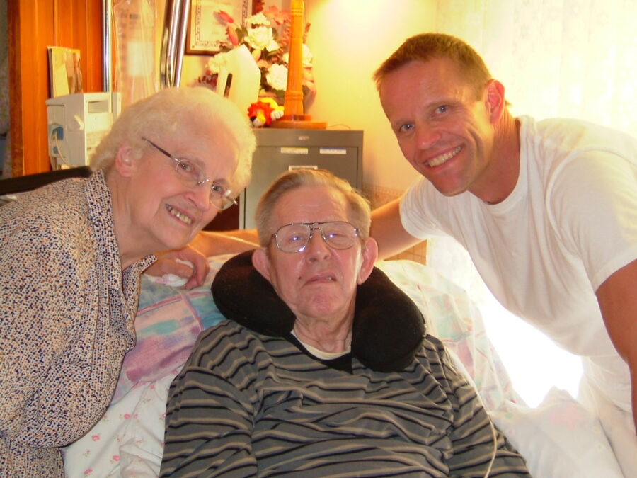 Schuyler Hoffman in Marion, Ohio with his mom and dad after the 2nd stroke