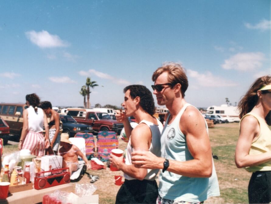 Scott Zucker and Schuyler Hoffman at the end of the 1st year of law school beach party in San Diego, CA